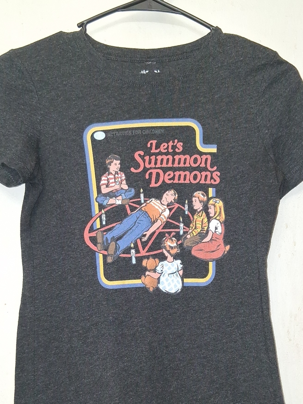 Let's Summon Demons Graphic Short Sleeve Tee - Dark Gray